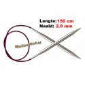 KnitPro Rondbreinaald Nova Metal 150 cm 2,0 mm - Op is OP