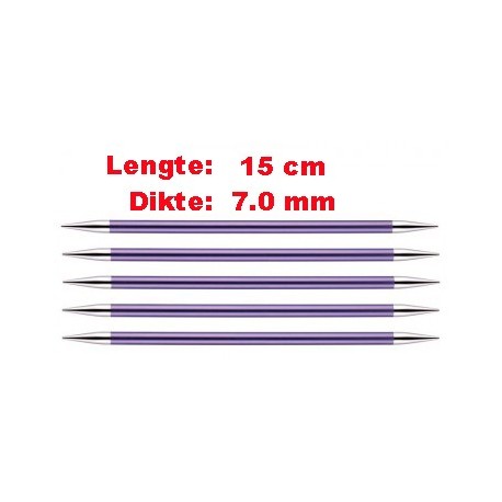Knitpro Zing 15 cm Sokkennaalden 7.0 mm