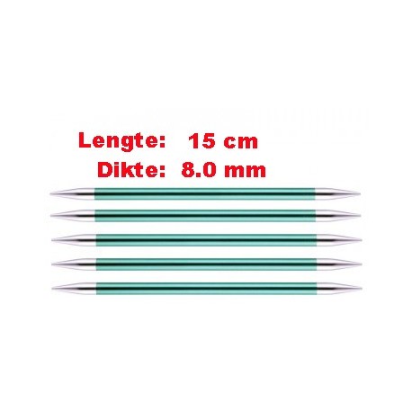 Knitpro Zing 15 cm Sokkennaalden 8.0 mm