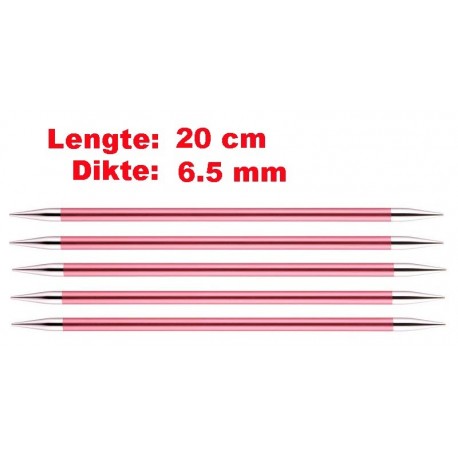 Knitpro Zing 20 cm Sokkennaalden 6.5 mm