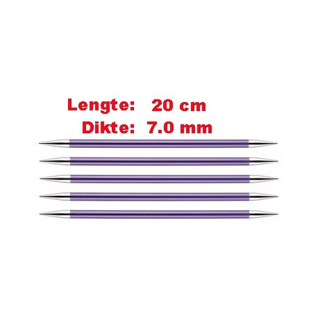 Knitpro Zing 20 cm Sokkennaalden 7.0 mm