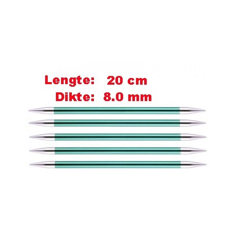 Knitpro Zing 20 cm Sokkennaalden 8.0 mm
