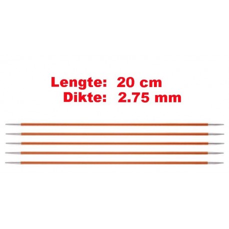 Knitpro Zing 20 cm Sokkennaalden 2.75 mm