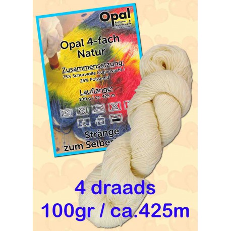 Ongeverfde Opal Sokkenwol - 4 draads